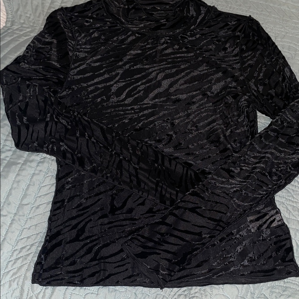 Vici Black Zebra Jacquard Long Sleeve Top